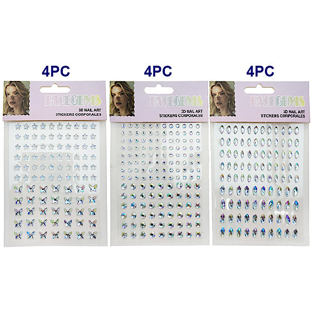 Assorted Shapes Adhesive Face Sticker Gems