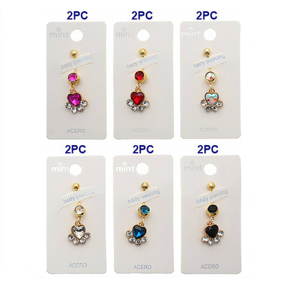 Crystal Heart Dangle Belly Navel Ring