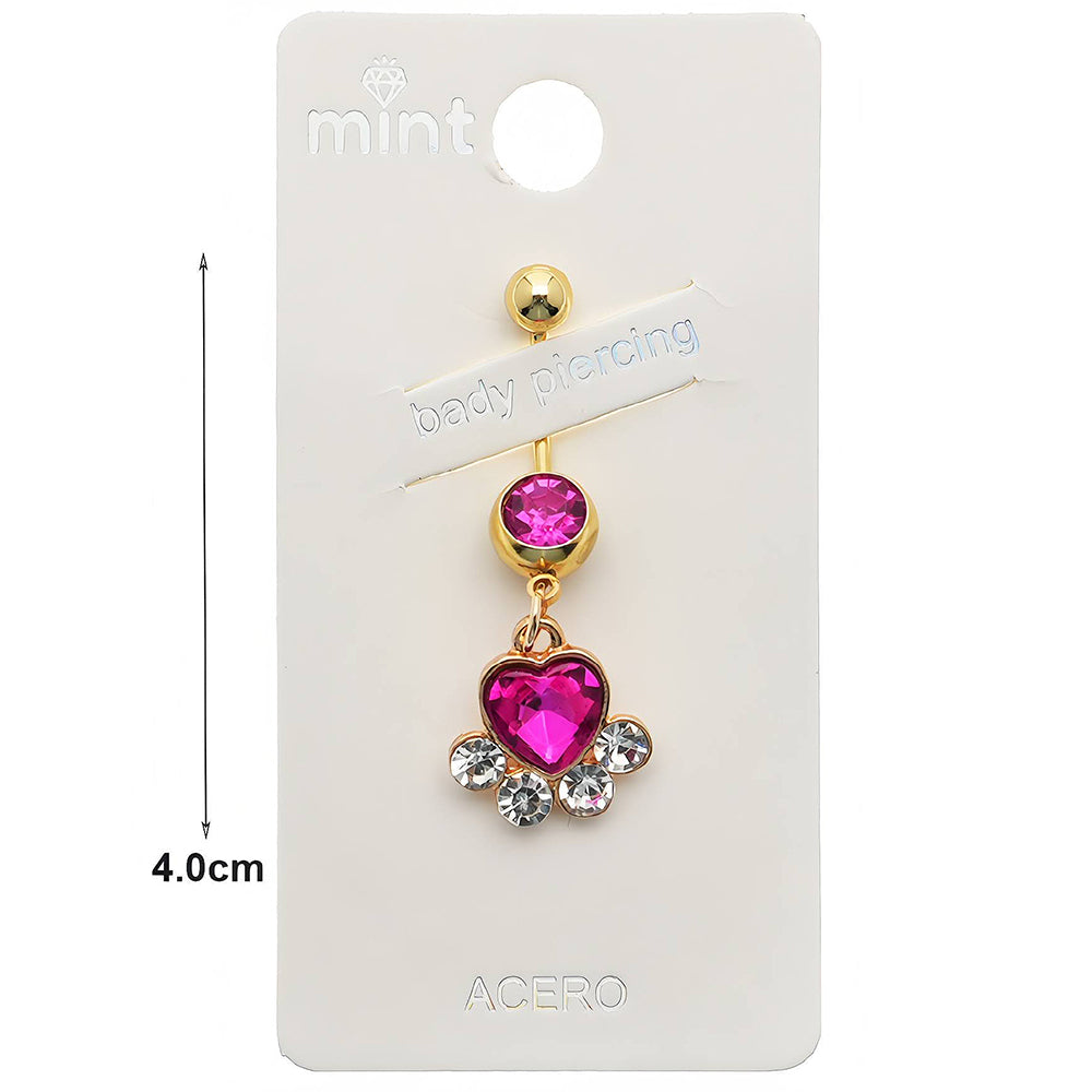 Crystal Heart Dangle Belly Navel Ring