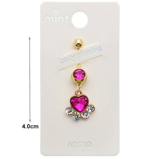 Crystal Heart Dangle Belly Navel Ring
