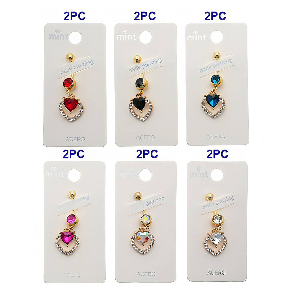 Rhinestone Heart Belly Navel Ring