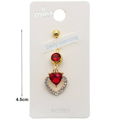 Rhinestone Heart Belly Navel Ring