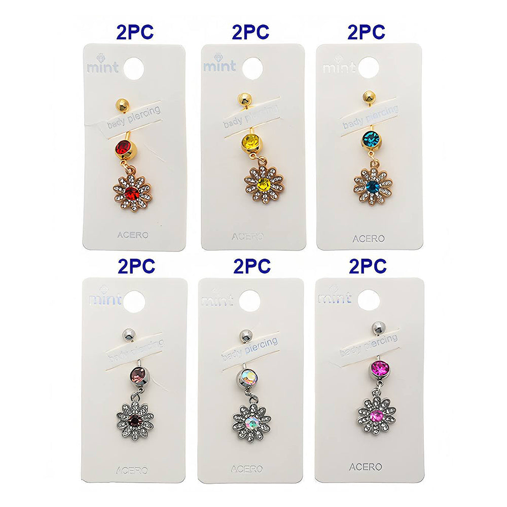 Rhinestone Flower Belly Navel Ring
