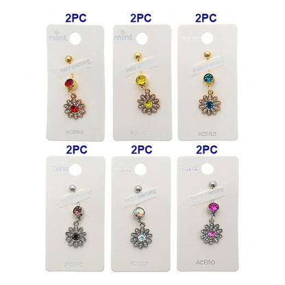 Rhinestone Flower Belly Navel Ring