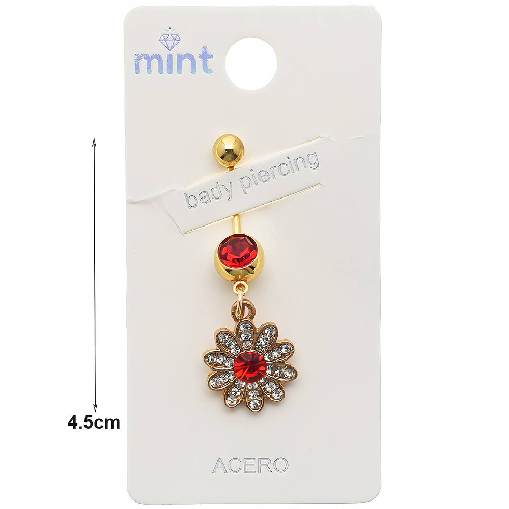 Rhinestone Flower Belly Navel Ring