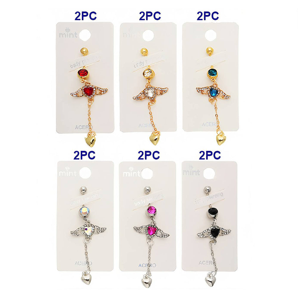 Heart Drop Angel Wing Belly Navel Ring