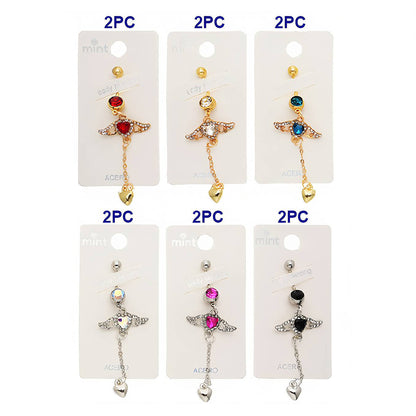 Heart Drop Angel Wing Belly Navel Ring