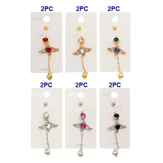 Heart Drop Angel Wing Belly Navel Ring
