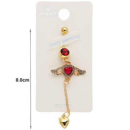 Heart Drop Angel Wing Belly Navel Ring