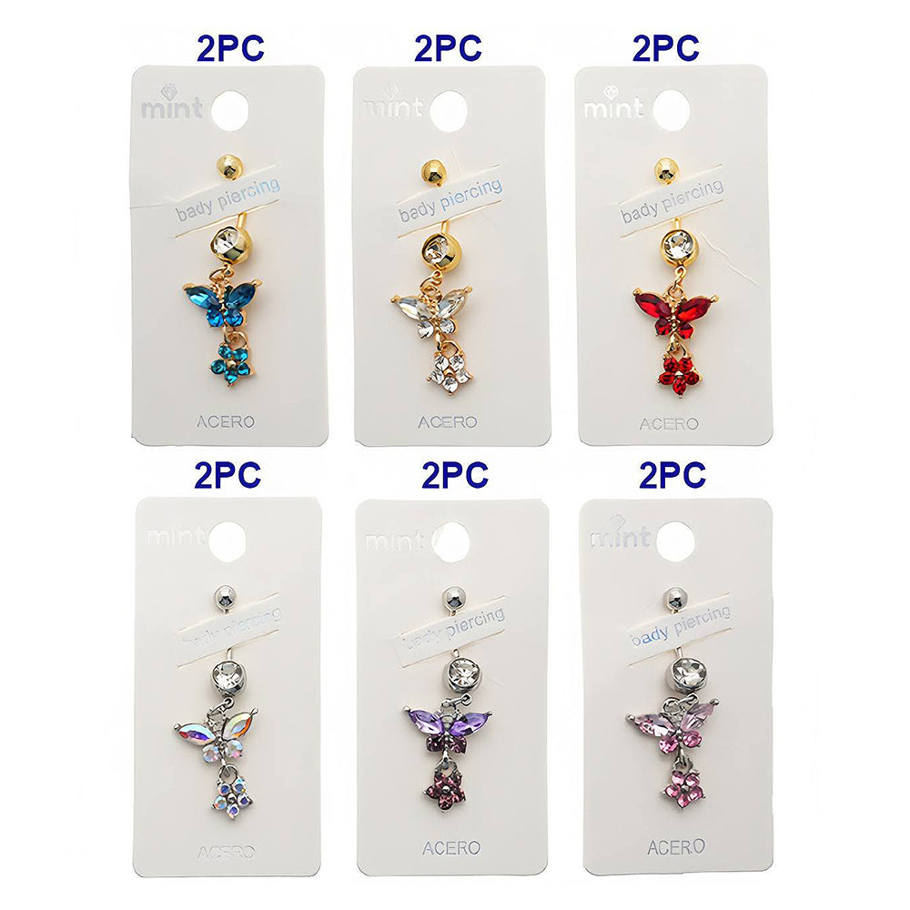 Butterfly Flower Drop Belly Navel Ring
