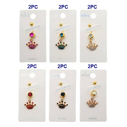 Rhinestone Crown Belly Navel Ring
