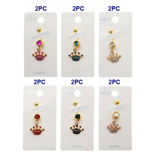 Rhinestone Crown Belly Navel Ring