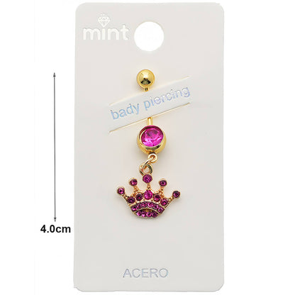 Rhinestone Crown Belly Navel Ring