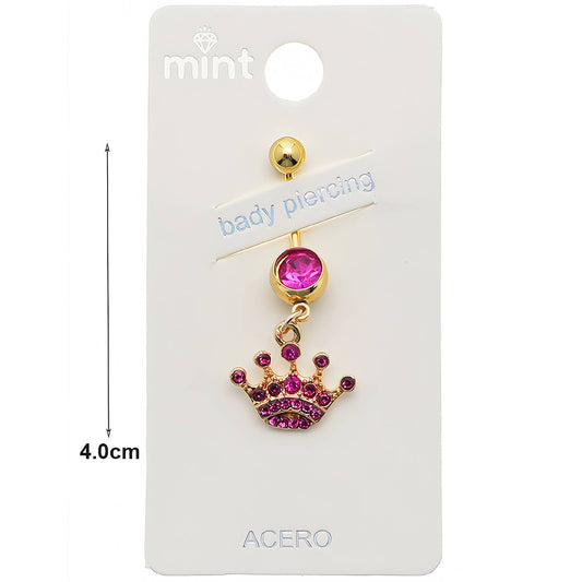 Rhinestone Crown Belly Navel Ring