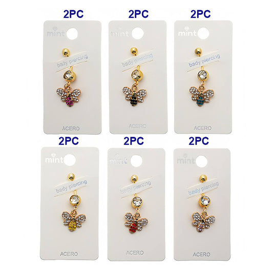 Rhinestone Honey Bee Belly Navel Ring