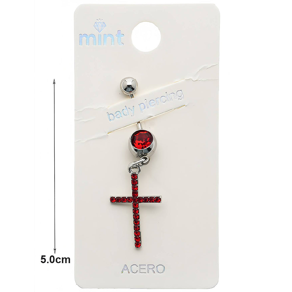 Rhinestone Cross Belly Navel Ring