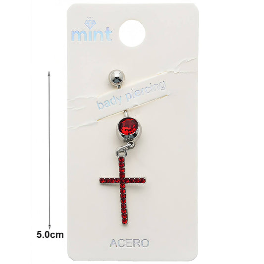 Rhinestone Cross Belly Navel Ring
