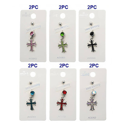 Rhinestone Vintage Cross Belly Navel Ring