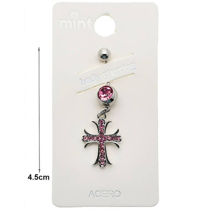 Rhinestone Vintage Cross Belly Navel Ring