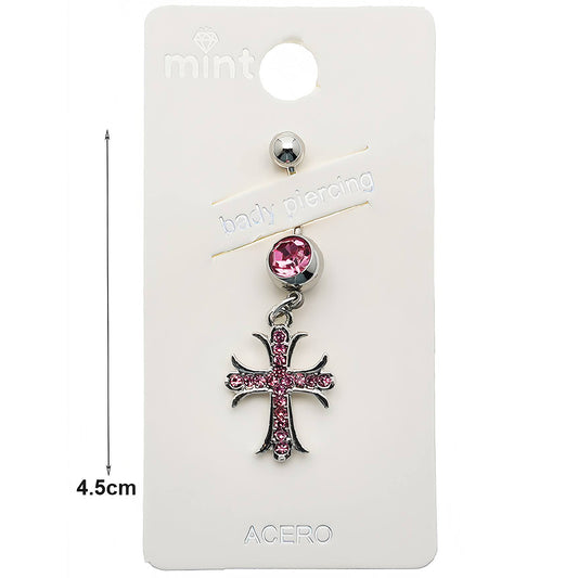 Rhinestone Vintage Cross Belly Navel Ring