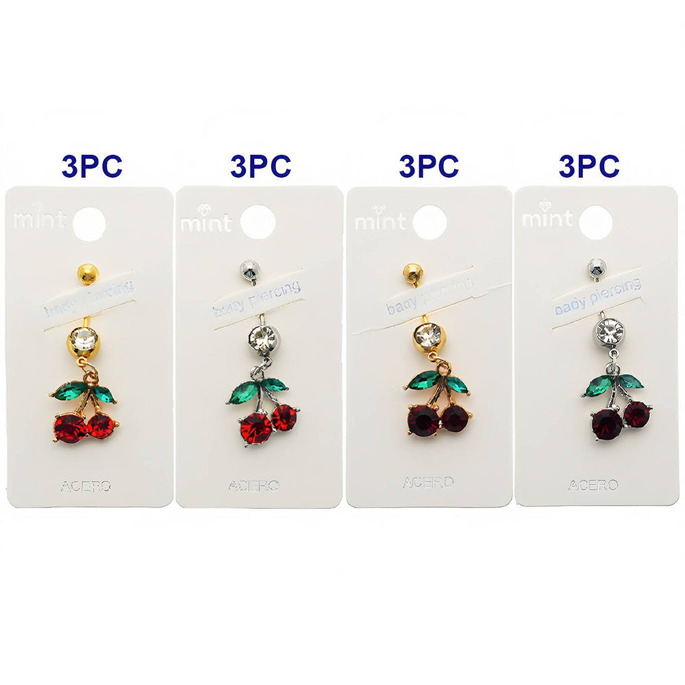 Rhinestone Cherry Belly Navel Ring
