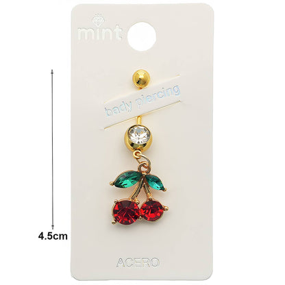 Rhinestone Cherry Belly Navel Ring