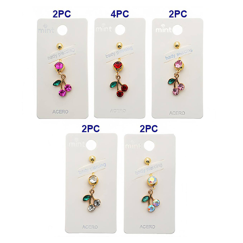 Rhinestone Cherry Belly Navel Ring