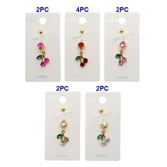 Rhinestone Cherry Belly Navel Ring
