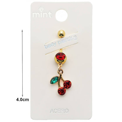 Rhinestone Cherry Belly Navel Ring