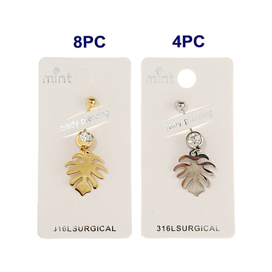 JBP44414 - Stainless Steel Monstera Leaf Belly Ring