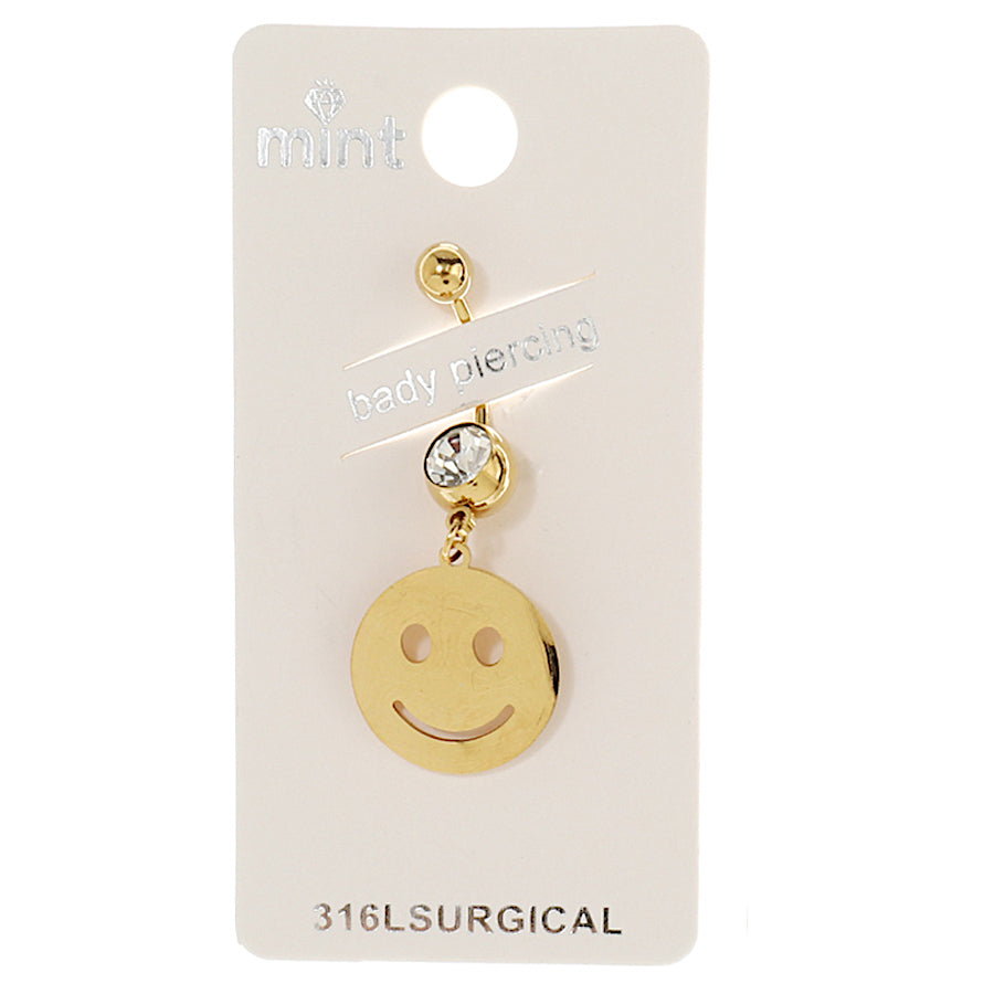 JBP44415 - Stainless Steel Smiley Face Belly Ring