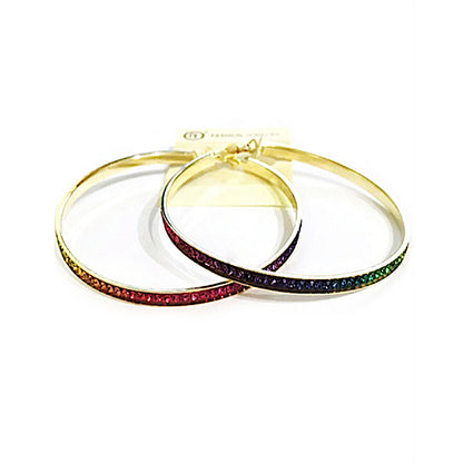 JE1208 - Rhinestone Rainbow Hoops