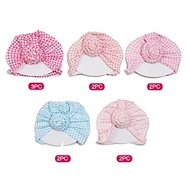 12 PCS Assorted Gingham Kids Turban