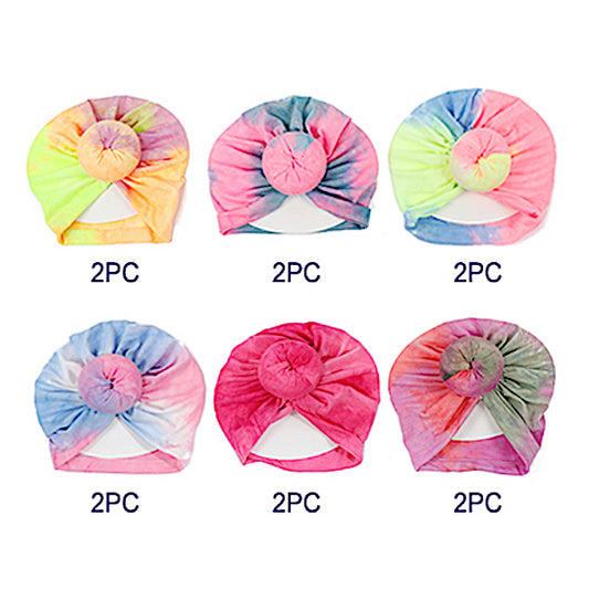 12 PCS Assorted Tie Dye Kids Turban