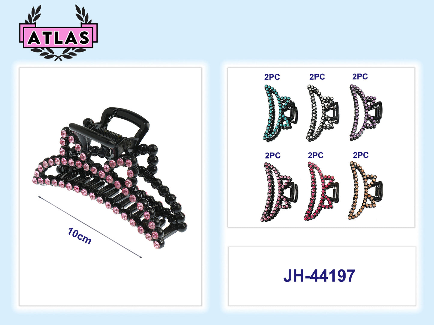 JH44197 - Rhinestone Cat Ears Claw Clip