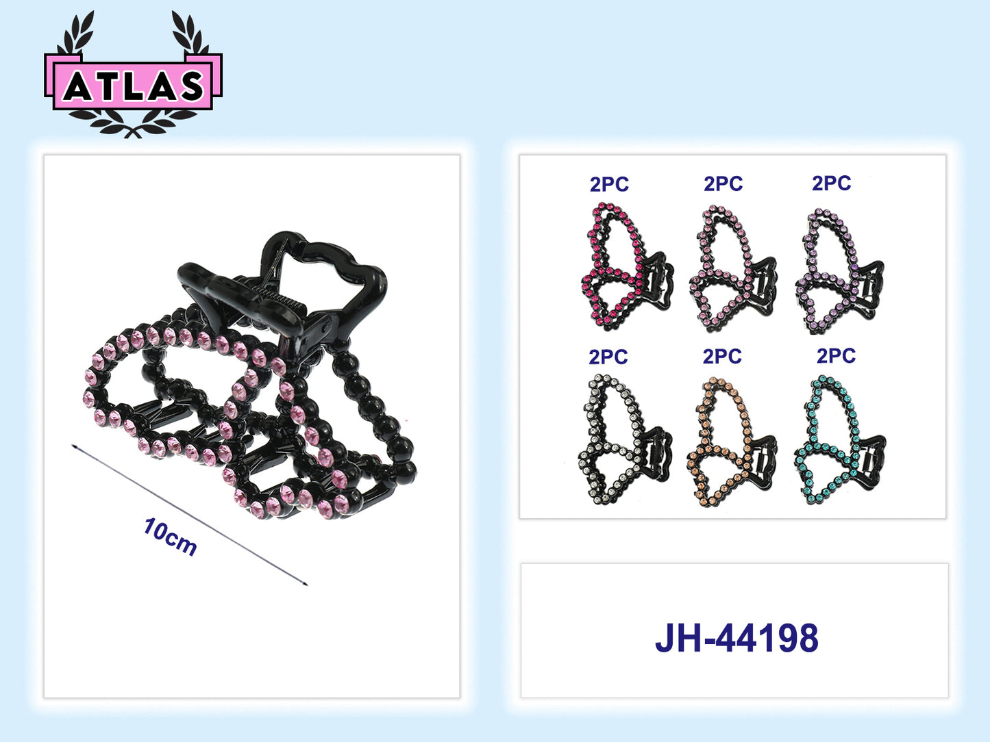 JH44198 - Rhinestone Butterfly Wing Claw Clip