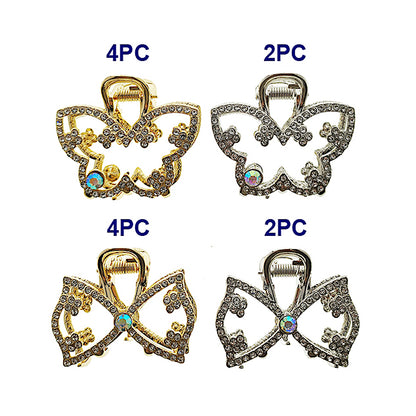 Rhinestone Butterfly & Bow Claw Clip