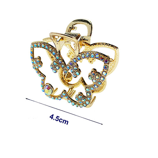Rhinestone Butterfly & Bow Claw Clip