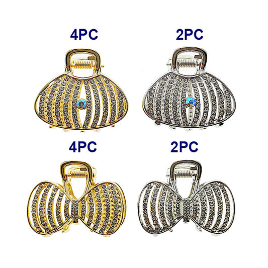 Rhinestone Oval & Bow Claw Clip