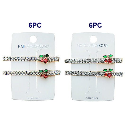 JH49759 - Rhinestone Cherry Hair Clips