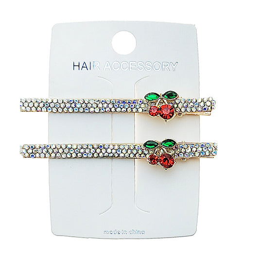 JH49759 - Rhinestone Cherry Hair Clips