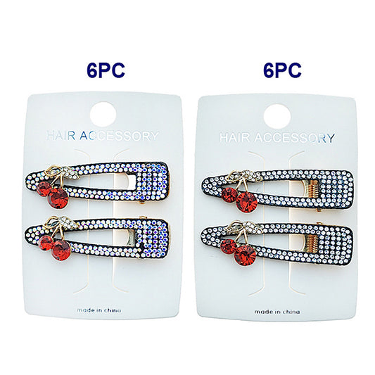JH49760 - Rhinestone Cherry Hair Clips