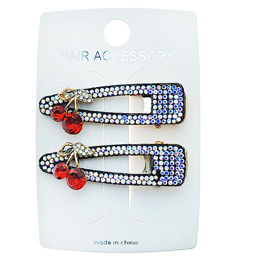 JH49760 - Rhinestone Cherry Hair Clips