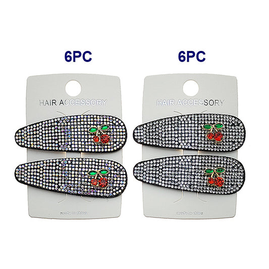 JH49761 - Rhinestone Cherry Hair Clips