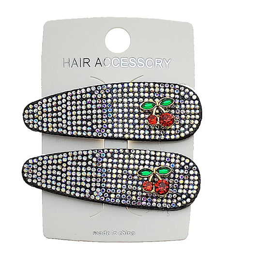 JH49761 - Rhinestone Cherry Hair Clips