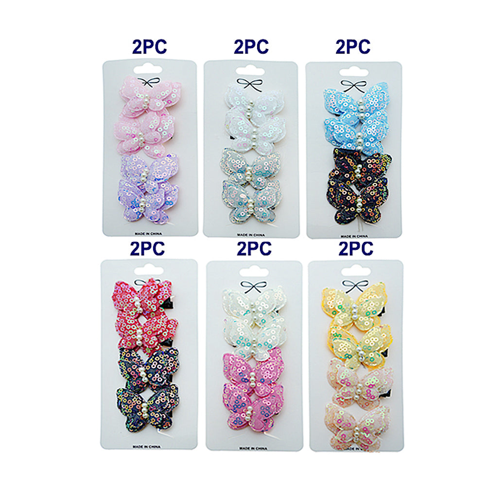 Sparkly Sequin Butterfly Hair Clip Set