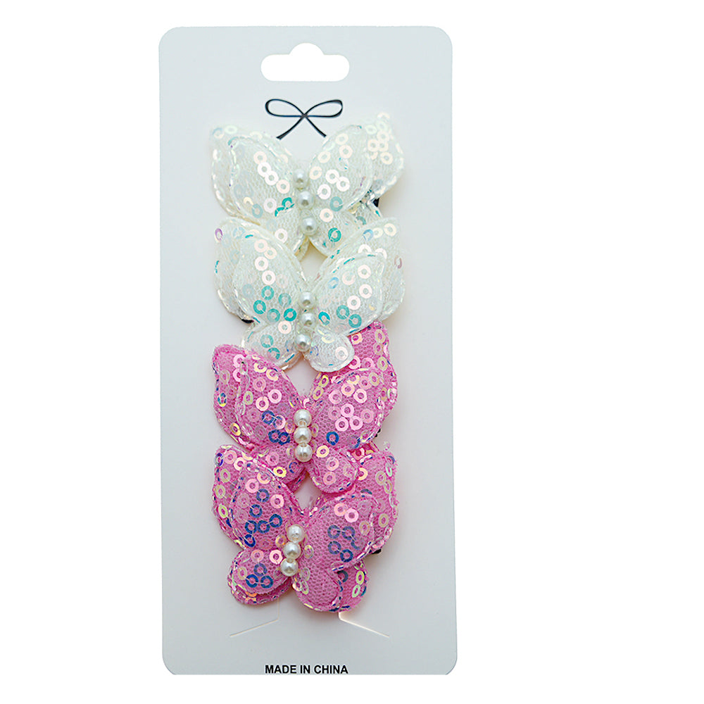 Sparkly Sequin Butterfly Hair Clip Set