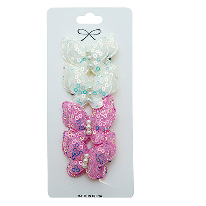 Sparkly Sequin Butterfly Hair Clip Set
