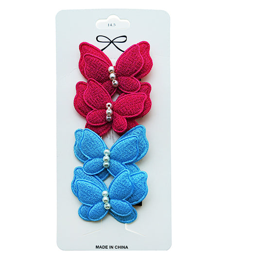 Fabric Butterfly Hair Clip Set