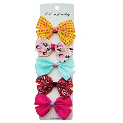 Assorted Patterns Hair Bow Clip Set